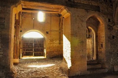 Illuminated corridor of building