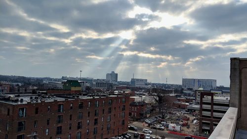 High angle view of townscape against sky