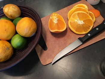 High angle view of fruits on table