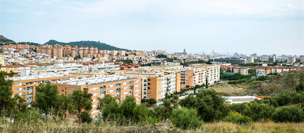 High angle view of townscape against sky