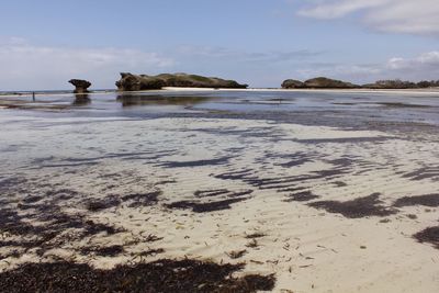 Scenic view of beach against sky