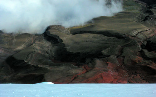 View of volcanic mountain