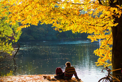 Scenic view of lake during autumn