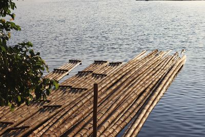 High angle view of pier over lake