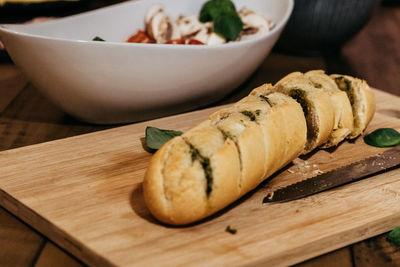 Close-up of food on cutting board