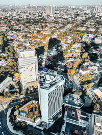 High angle view of crowd on building