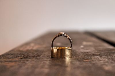 Close-up of finger ring on table