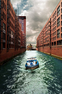 Boat on canal in hamburg