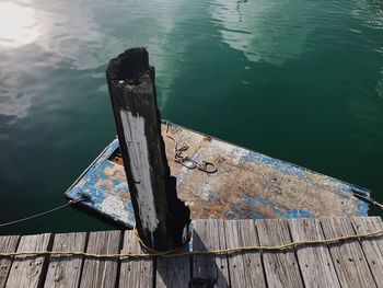 High angle view of pier over lake