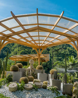 Built structure on beach against sky