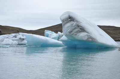 Scenic view of frozen lake against sky