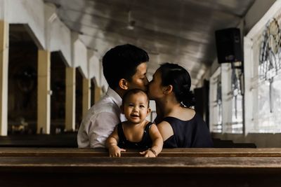 Mother and son at home