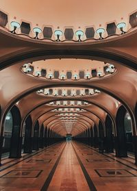 Illuminated corridor of building