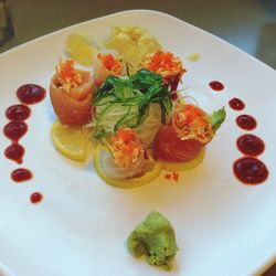 Close-up of food served in plate