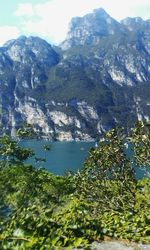 Scenic view of tree mountains against sky