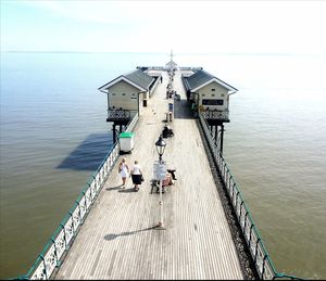 High angle view of people at penarth pier pavilion