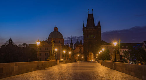 Illuminated historic building against sky at night