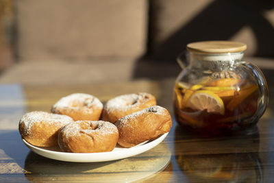 Close-up of dessert on table