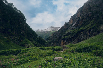 Scenic view of mountains against sky