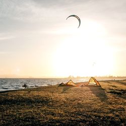 Scenic view of sea against sky during sunset