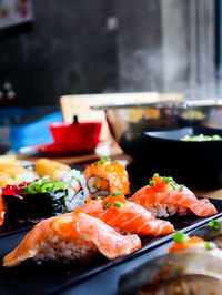 Close-up of seafood on table