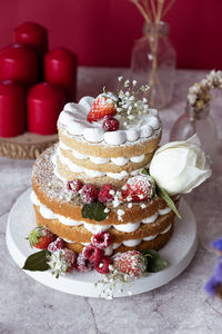 Close-up of cake on table