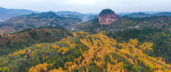 Scenic view of mountain range against sky