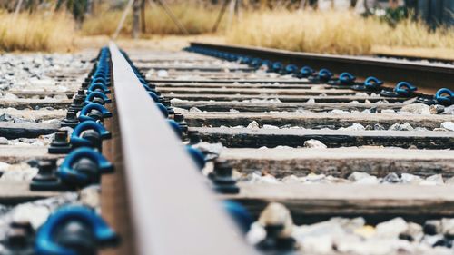 Close-up of railroad track