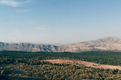 Scenic view of mountains against sky