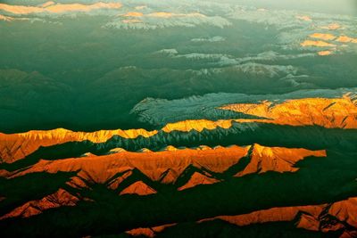 Scenic view of mountains from cockpit b787  