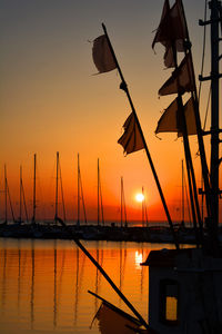 Silhouette of marina at sunset