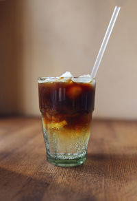 Close-up of drink in glass on table