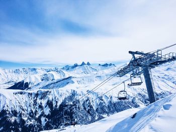 Scenic view of snow covered mountains