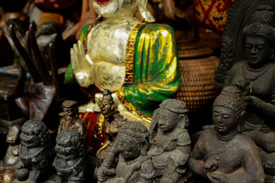 Close-up of buddha statue in temple