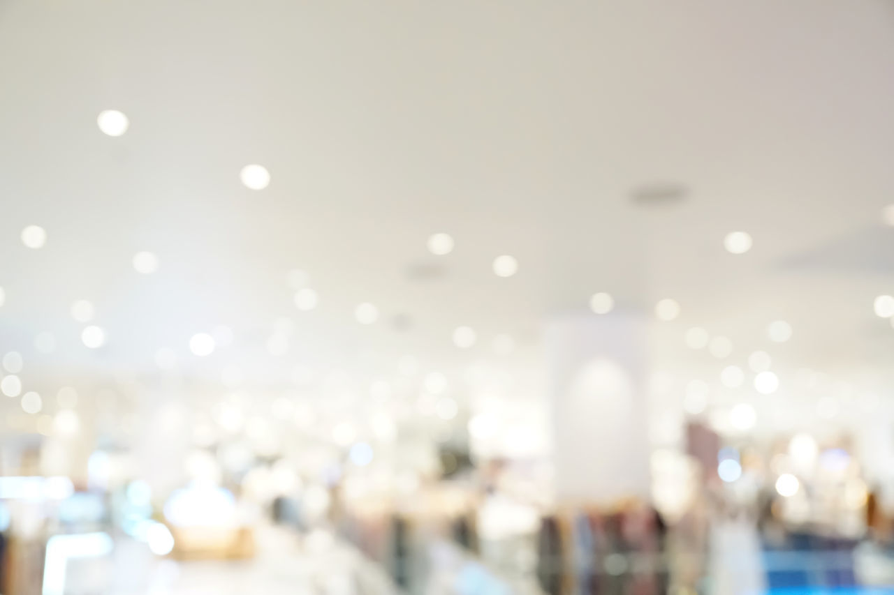 DEFOCUSED IMAGE OF CROWD IN ILLUMINATED LIGHTS