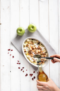 Directly above shot of person holding breakfast