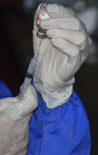 Close-up of woman holding hands