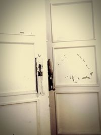 Closed door of building