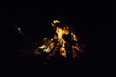 Close-up of bonfire at night