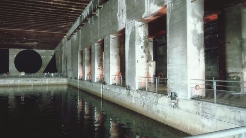 Reflection of building in water