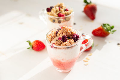 Close-up of food in glass on table