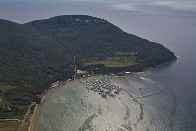 High angle view of beach against sky