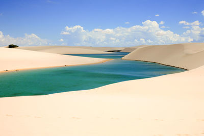 Scenic view of lagoon against sky