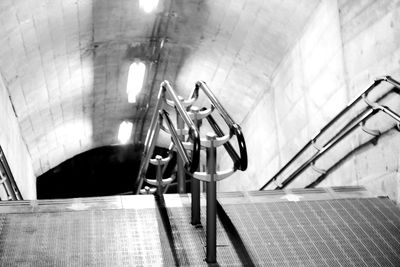 High angle view of illuminated staircase