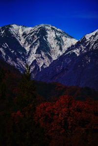 View of mountain range at night