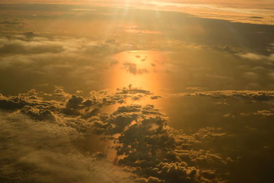 Aerial view of dramatic sky during sunset