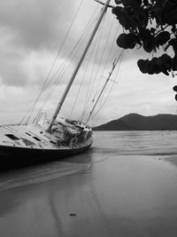 Boat failed on a beautiful beach in martinique 