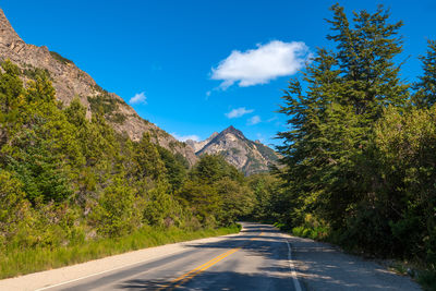 Road amidst trees against sky