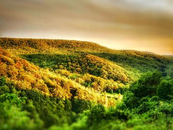 Scenic view of landscape against sky during sunset