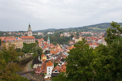 High angle view of townscape against sky